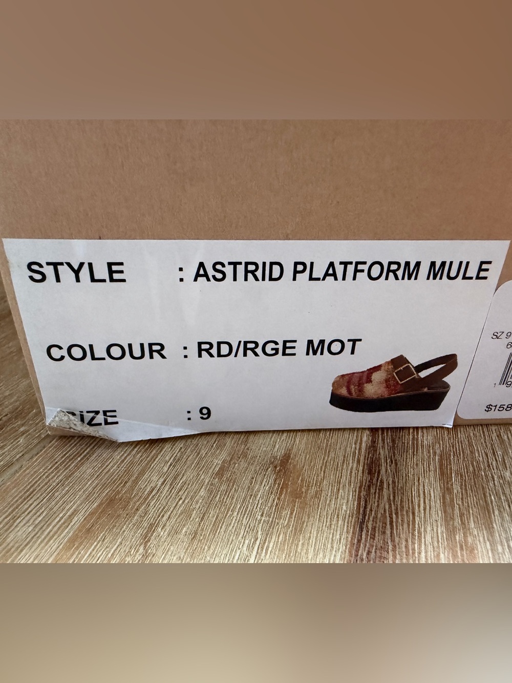 Free People Astrid Pink & Cream Woven Platform Clogs with Brown Strap - Picture 4 of 5